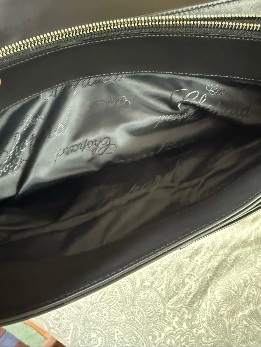 Chopard Black Leather Men's Briefcase with Woven Center Detail